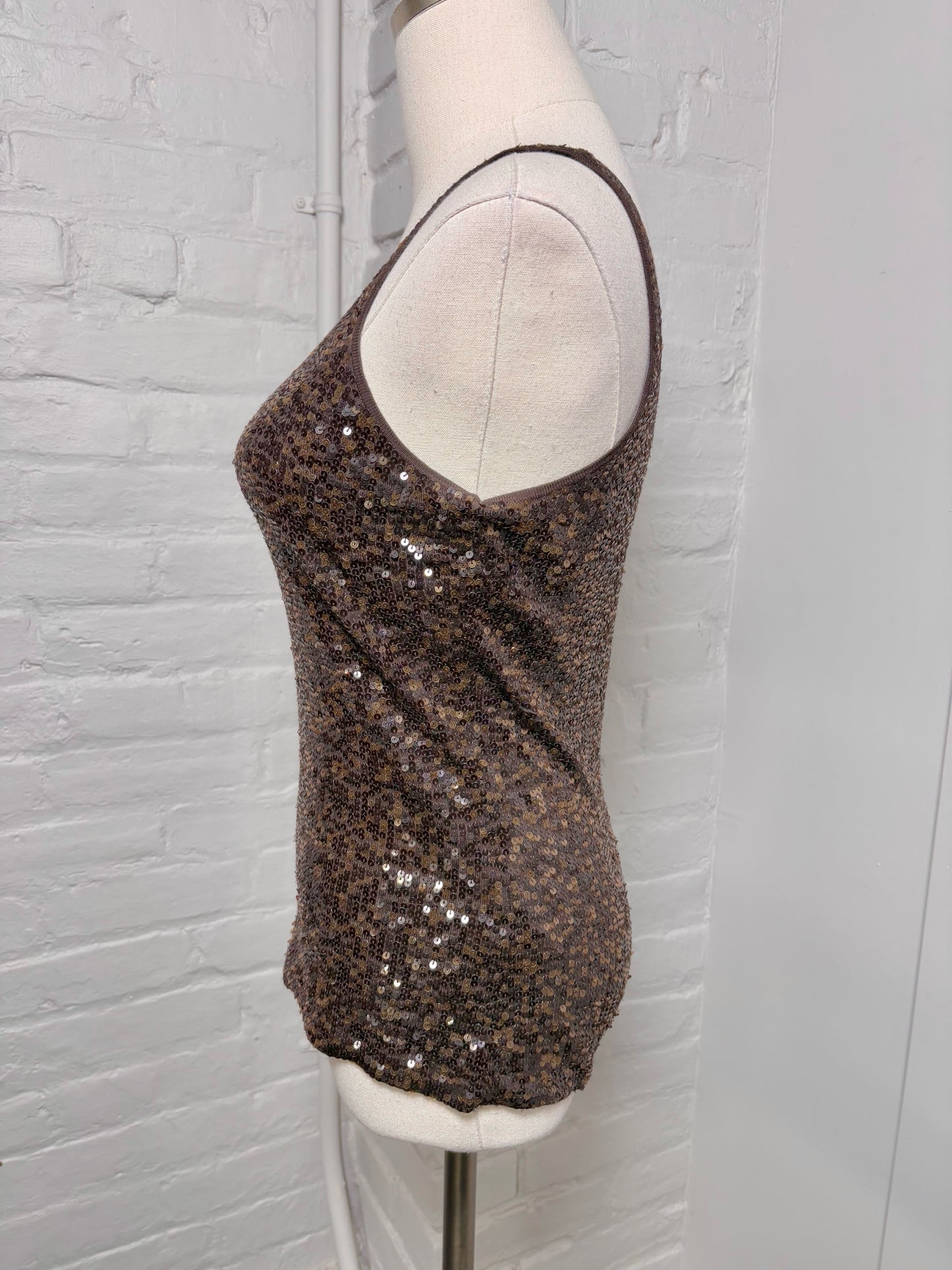 Women Size S Ralph Lauren Black Label Brown Sequins Top