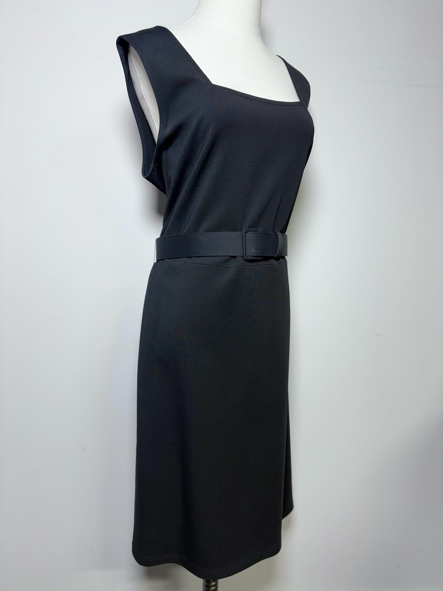 Women Size L Lafayette 148 Black Solid Dress