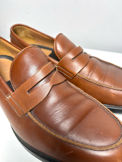 Men's Size 13 Aquaitalia Brown Leather Classic Pre-Owned Penny Loafers