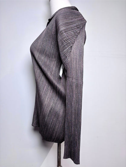 Women Size F (Free/One Size) Issey Miyake Brown Stripe Stretch Top