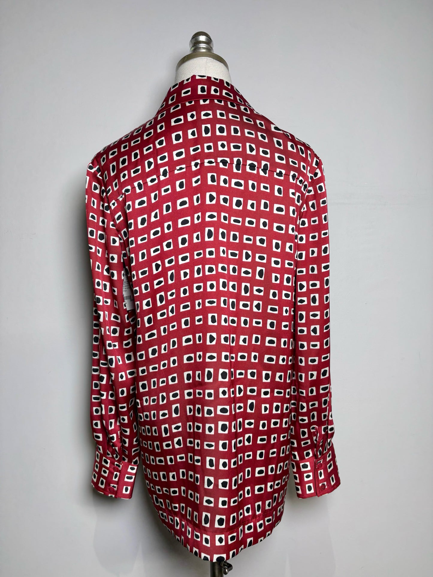 Women Size M Staud Red, Black, White Print Women's 100% Polyester Blouse