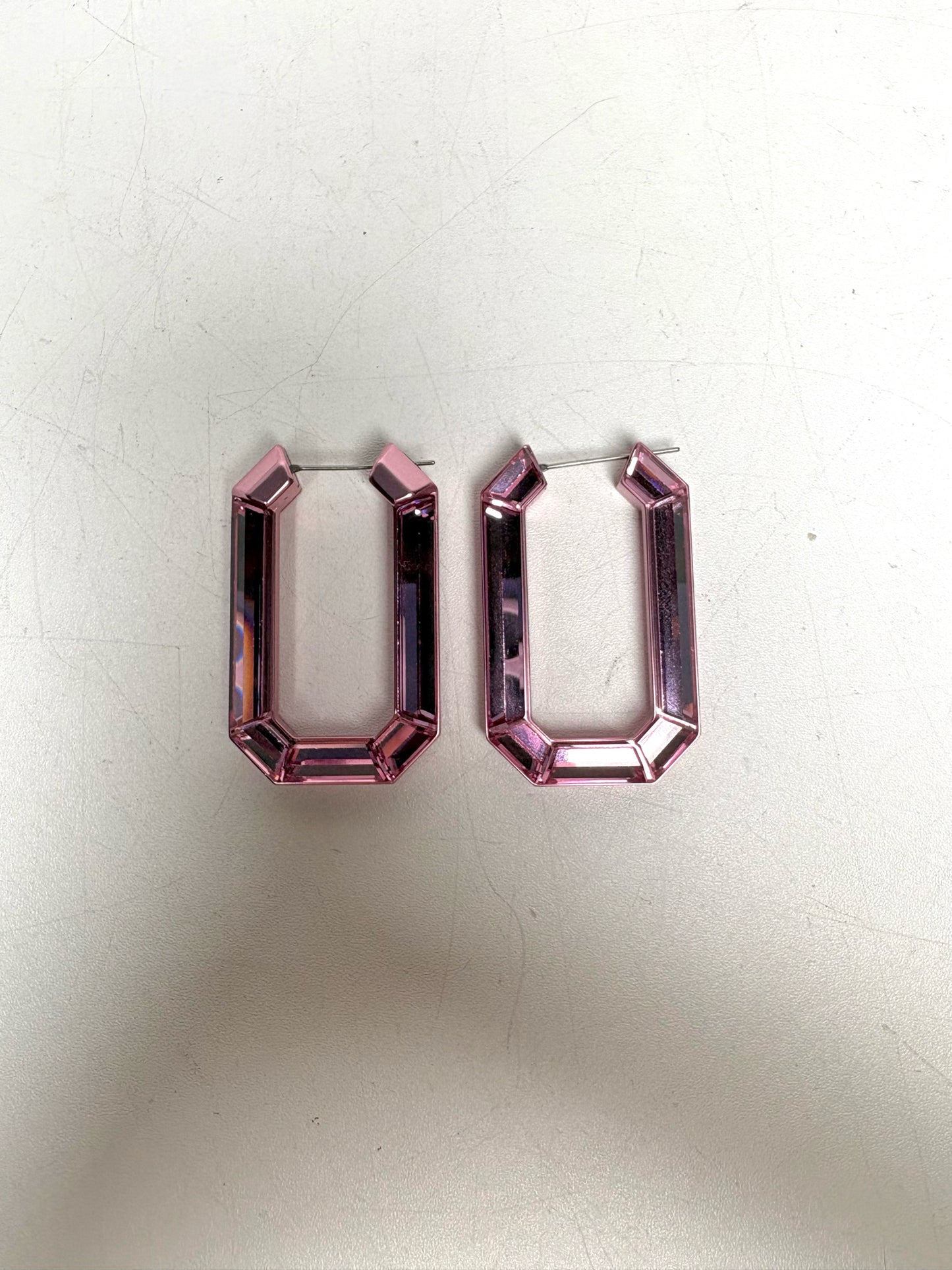 Swarovski Lucent Hoop Pre-owned Pink Crystal Earrings