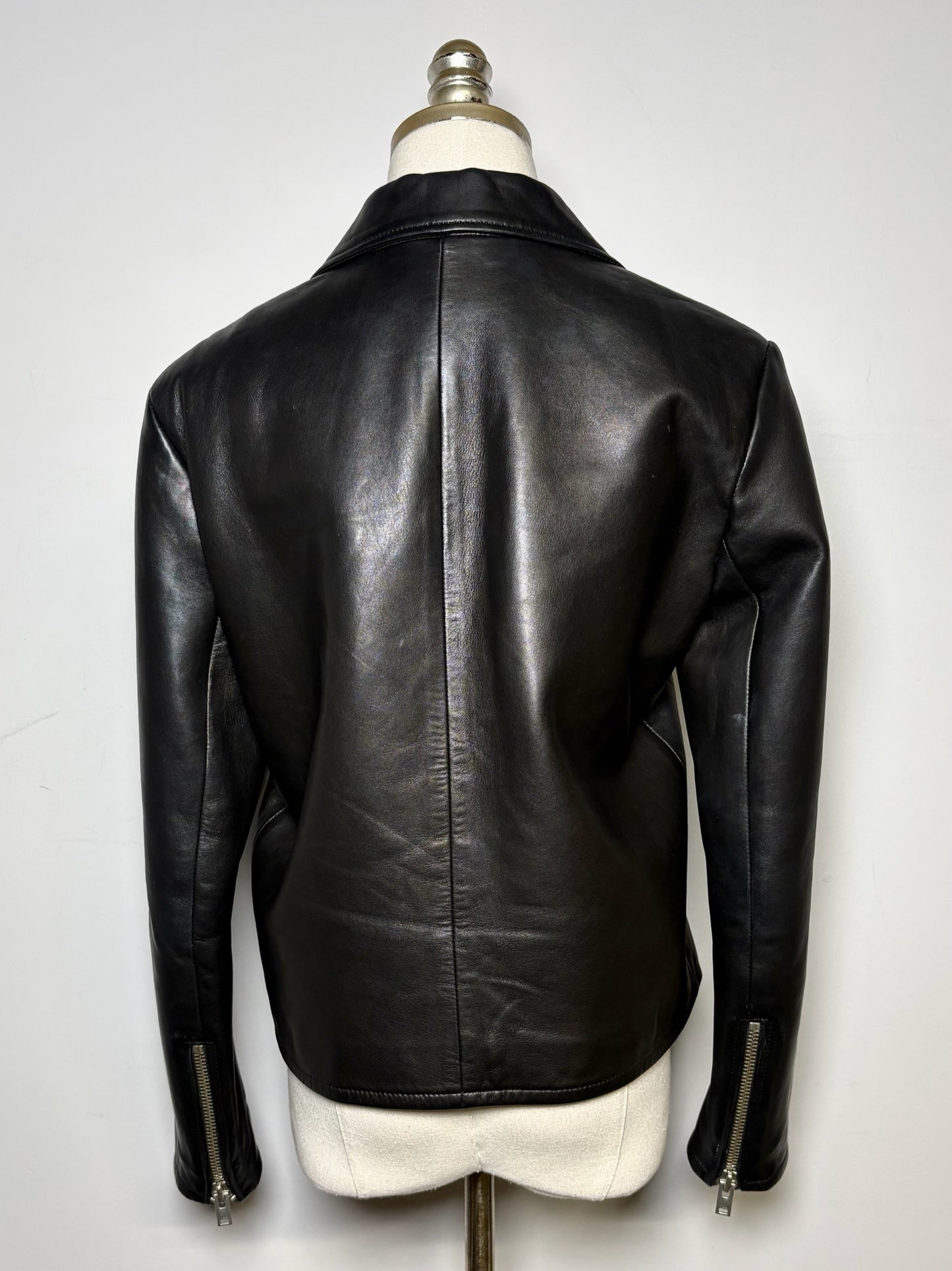 Women Size 38 (2 - 4 US) IRO Black Solid 100% Leather Pre-owned Jacket