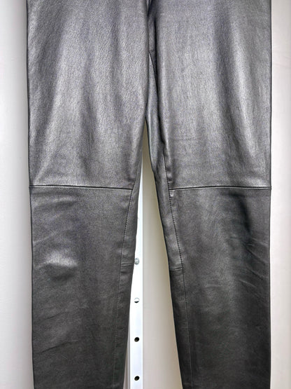 Women Size XS Vince Black Solid Leather Pre-owned Pants