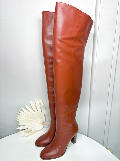 W Shoe Size 36 (5.5/6 US) Sezane Cognac Leather Bovine Thigh High Boots