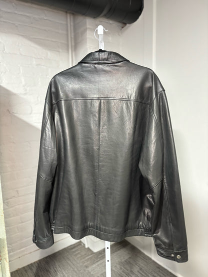 Golden Bear Black Leather Solid Men's L (Estimated) Jacket