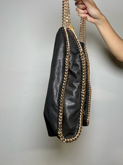 Stella McCartney Vintage Shaggy Deer Pre-owned Black & Gold Vegan Large Purse