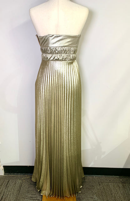 Women Size 4 Nicole Miller Collection Gold Pleats Dress