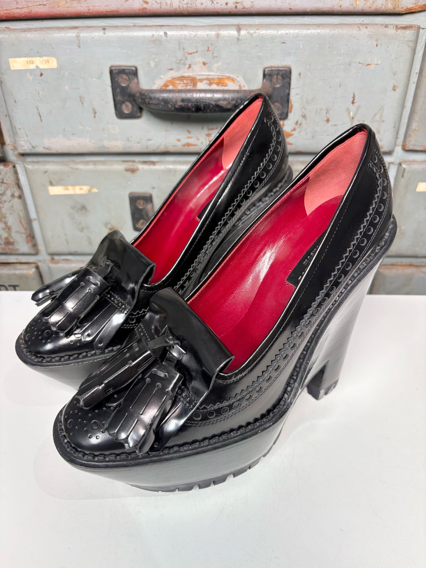 W Shoe Size 39 (8.5 US) Burberry Black Leather Prorsum Platform Loafer