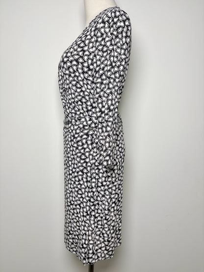 Women Size 10 Diane Von Furstenberg Black, White Hearts Dress