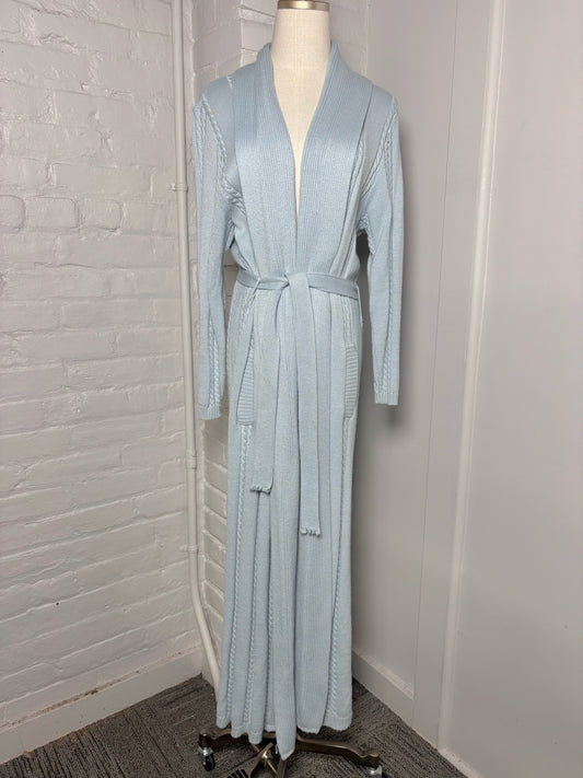 Women Size L No Label Baby Blue Solid Cotton Duster Sweater