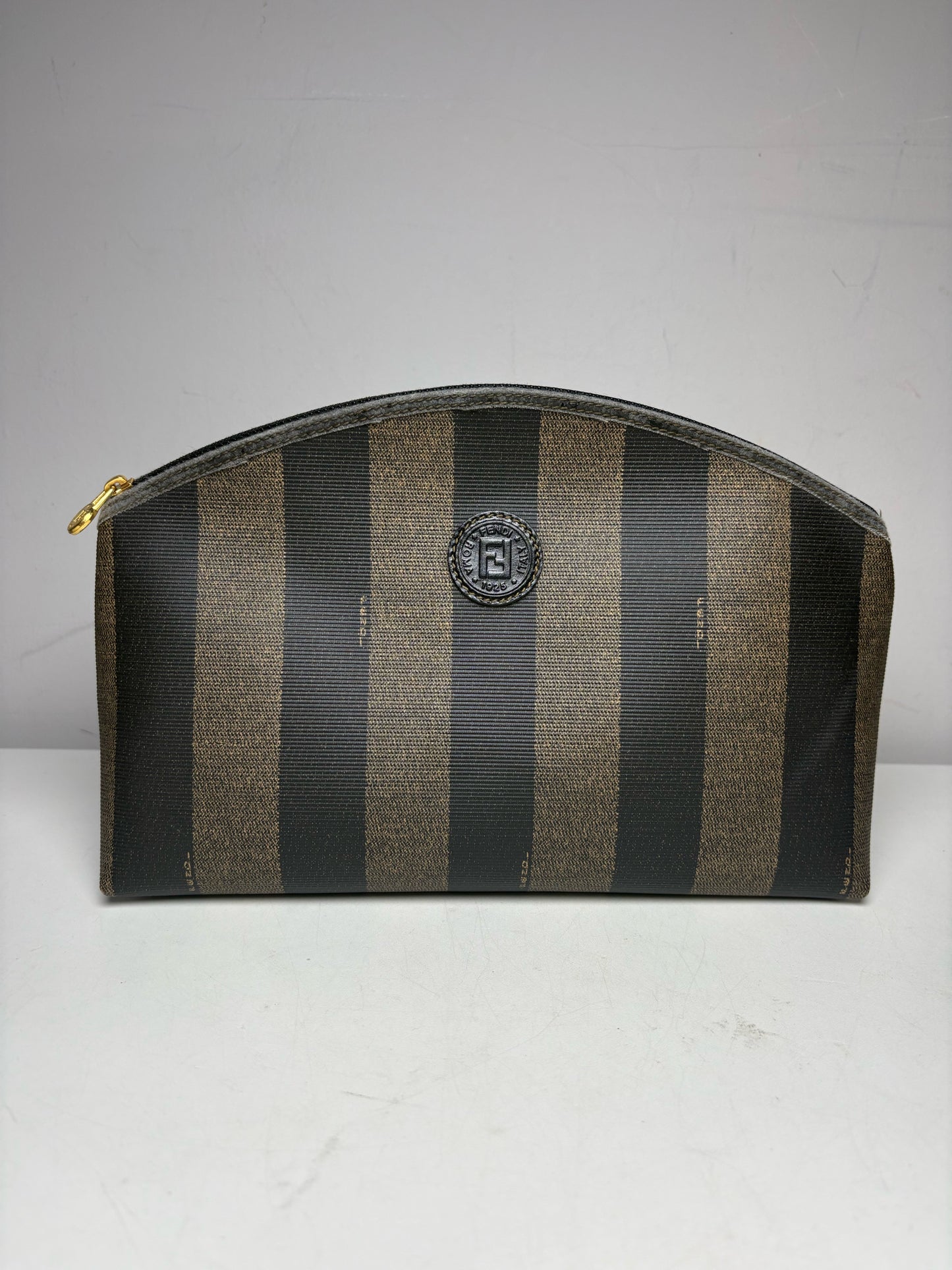 Authentic Fendi Penguin Striped Green, Black Vintage Pre-owned Pouch