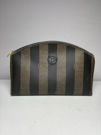 Authentic Fendi Penguin Striped Green, Black Vintage Pre-owned Pouch