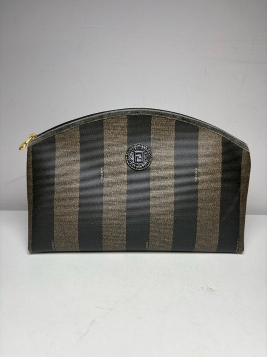 Authentic Fendi Penguin Striped Green, Black Vintage Pre-owned Pouch