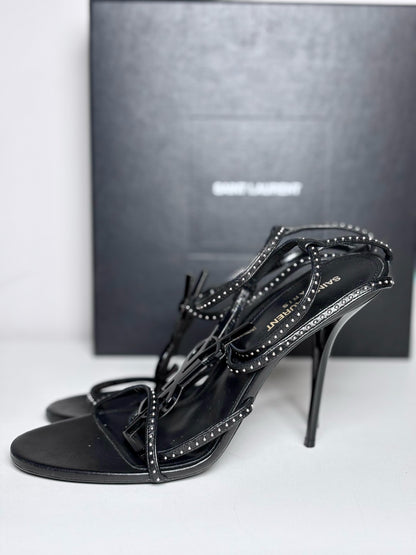 W Shoe Size 41 (10 - 10.5) Yves Saint Laurent Black Leather Calfskin Heels