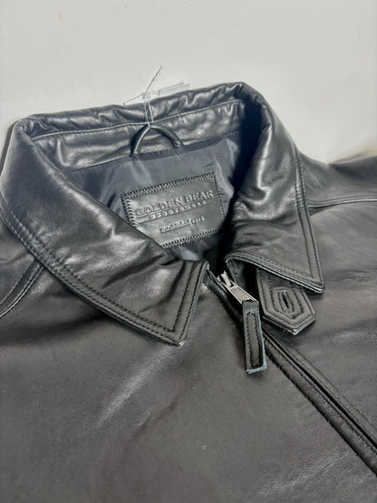 Golden Bear Black Leather Solid Men's L (Estimated) Jacket