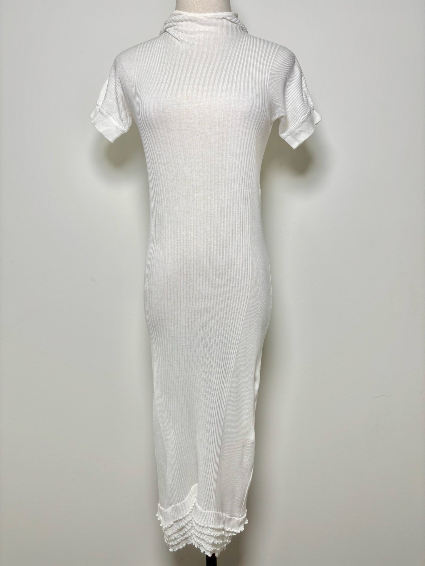 Women Size 6 Isabel Toledo White Solid Cotton Blend Midi Bodycon Dress
