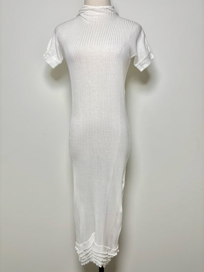 Women Size 6 Isabel Toledo White Solid Cotton Blend Midi Bodycon Dress