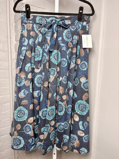 Women Size M Max Mara Blue Geometric Cotton A-line Skirt