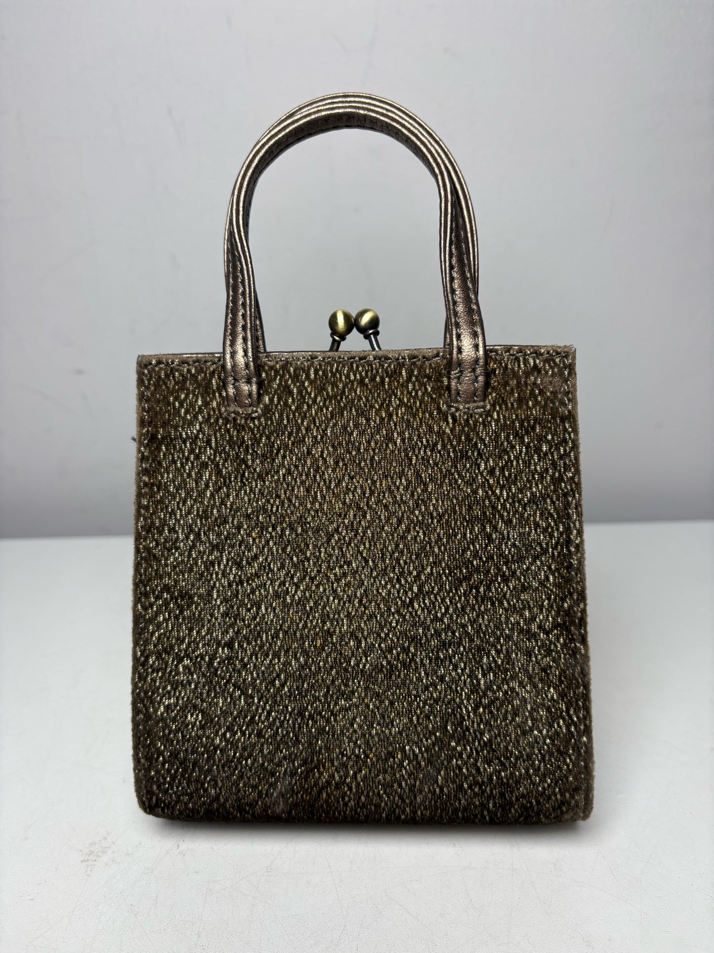 Women's Donald J. Pliner Bronze Shimmery Velvet Fabric Pre-Owned Mini Purse