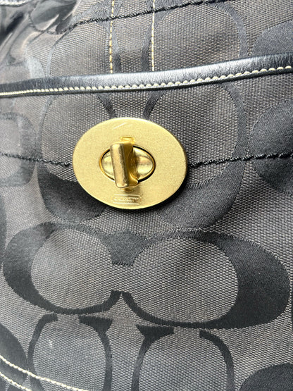 Women's Coach Ergo Signature 10767 Black Monogram Canvas Vintage Rare Pre-Owned Large Tote