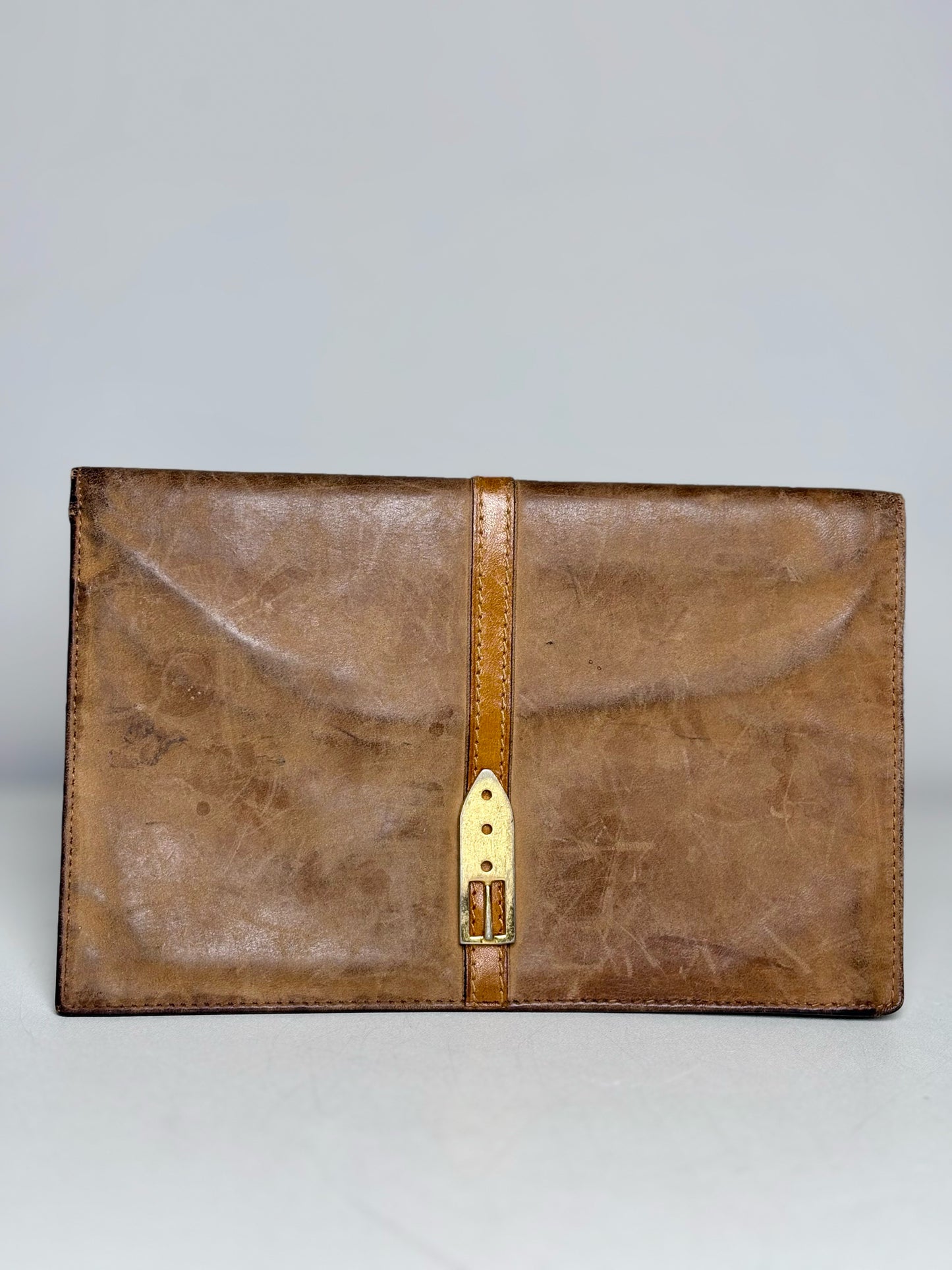 Umberto Italy Vintage Suede, Cowhide Leather Pre-owned Caramel, Beige Purse