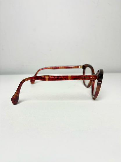 Women's Miu Miu Red, Tan & Orange Swirling Acetate Pre-Owned Cat-Eye Eyeglasses