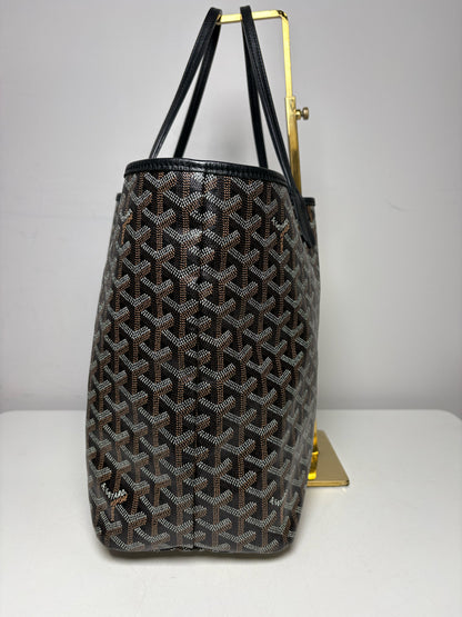 Women's Authentic Goyard Saint Louis PM Black Brown Goyardine Coated Canvas Pre-Owned Tote Bag