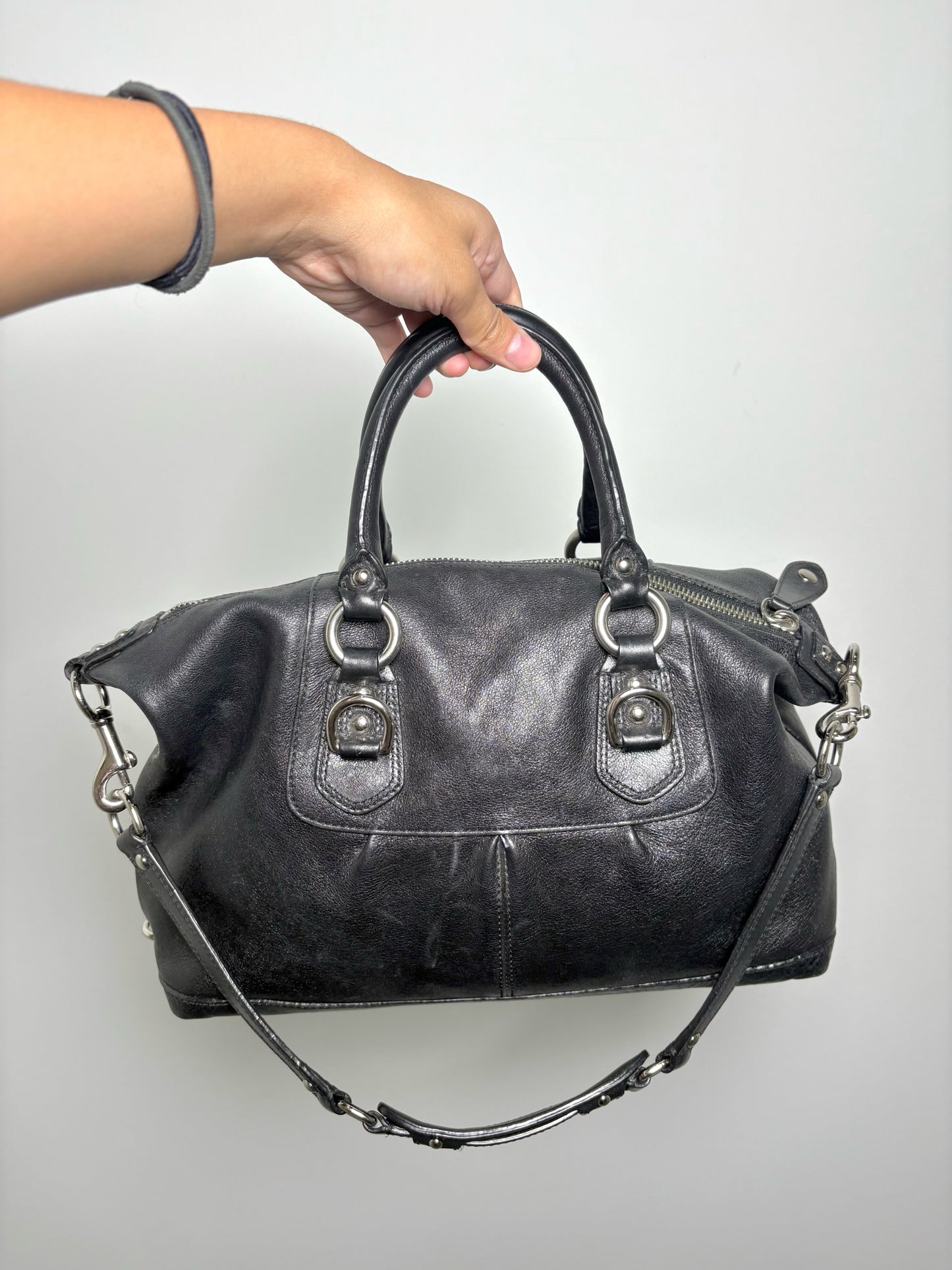 Coach Leather Black Cowhide Madison Sabrina Satchel Y2K Purse