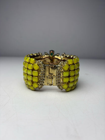 Women's Authentic Rodrigo Otazu Multicolor Gemstone Swarovski Vintage Pre-Owned Hinged Bracelet