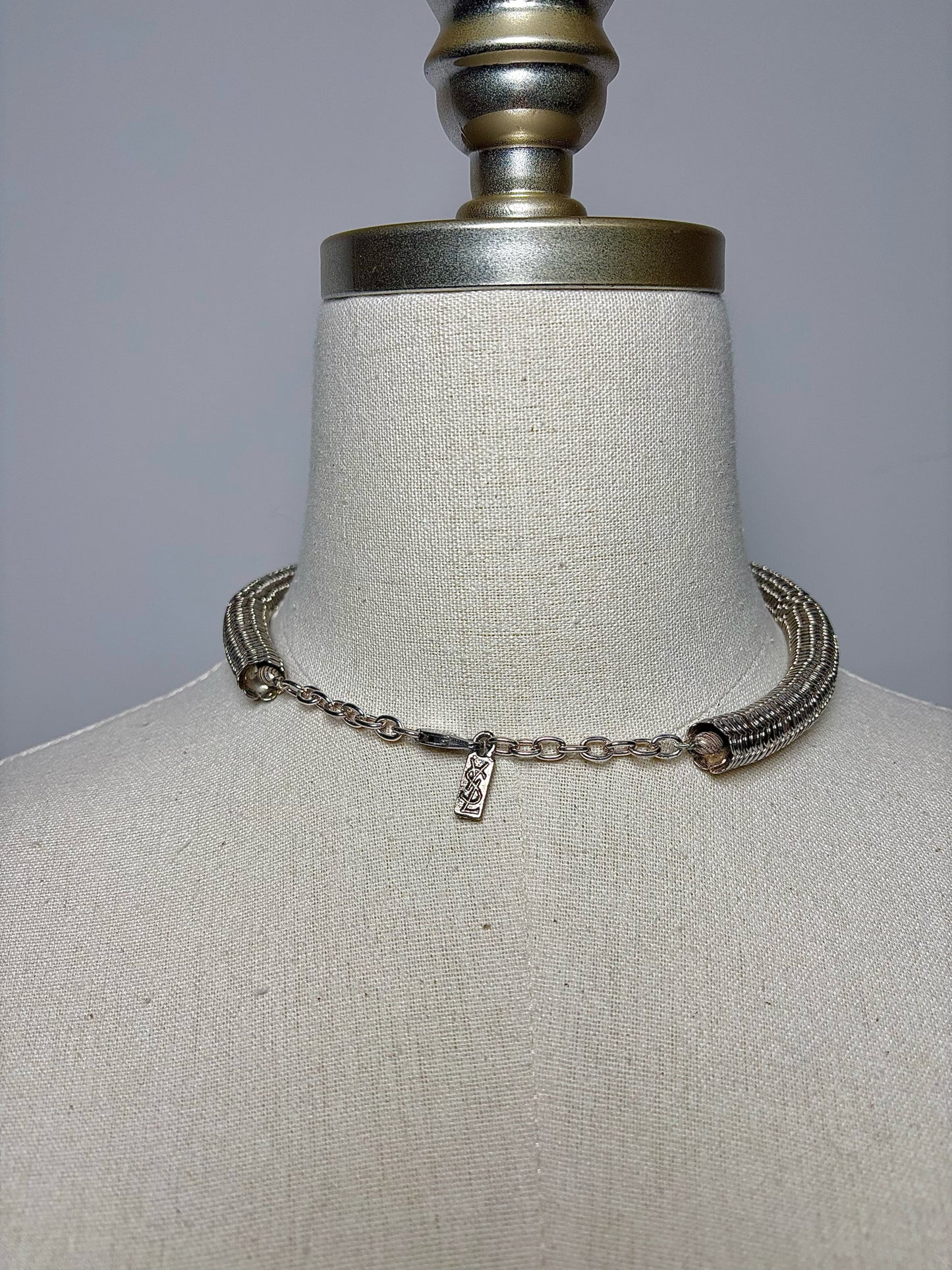 Yves Saint Laurent Sterling Silver Serpentine Chain, Ball Vintage Pre-owned Necklace