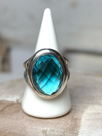 David Yurman Blue Topaz Silver 7 Pre-owned Albion Sterling Silver Ring