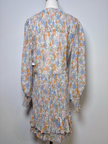 Women Size 10 Veronica Beard White, Purple, Orange, Blue Floral NWTSaera Dress