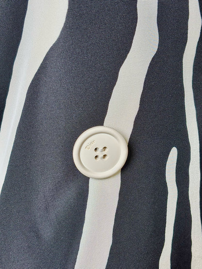 Women Size 8 Christian Dior Black, Cream Zebra Silk Trench Coat