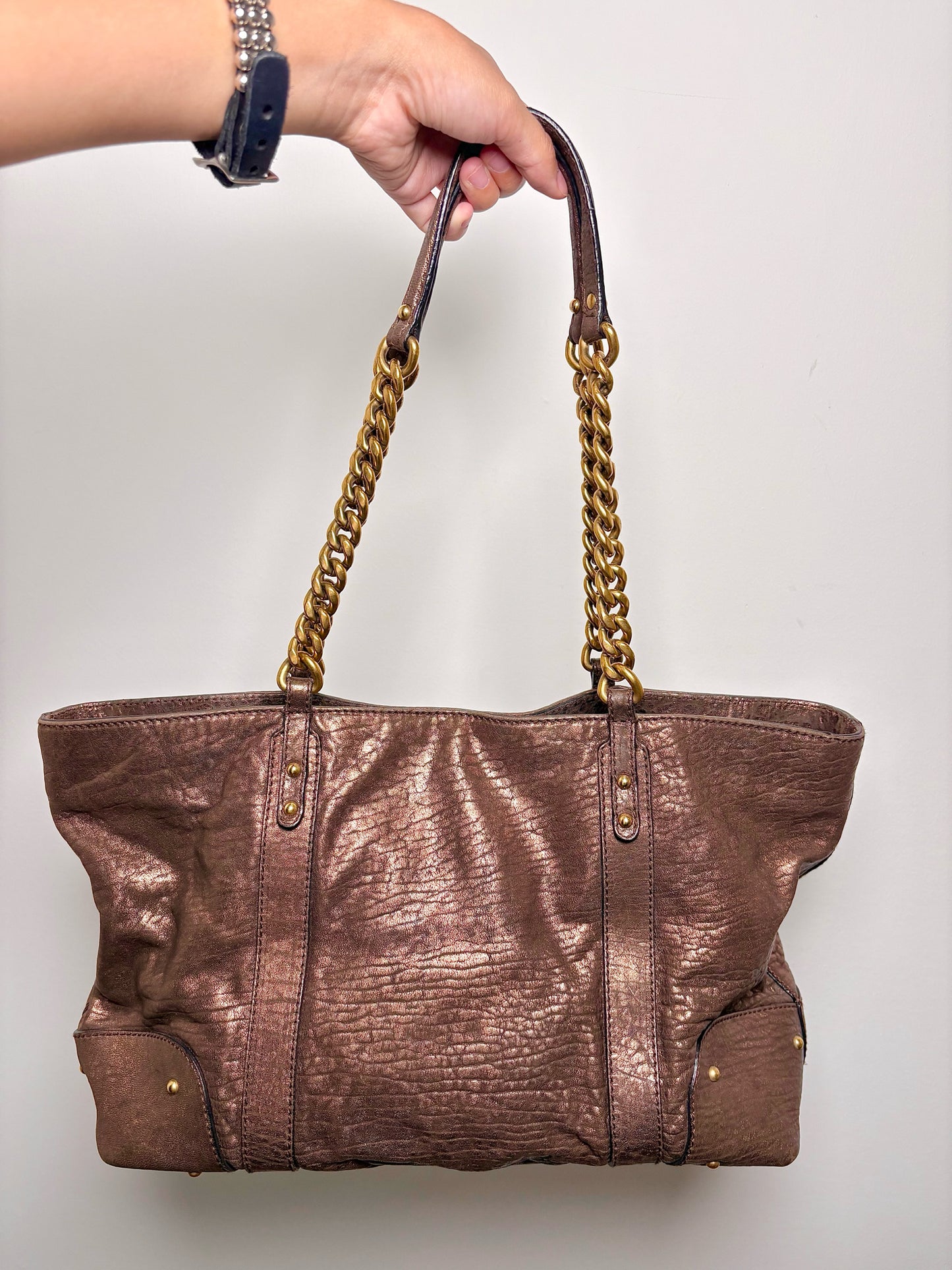 Leather Dolce & Gabbana Vintage Leather Bronze Medium Purse