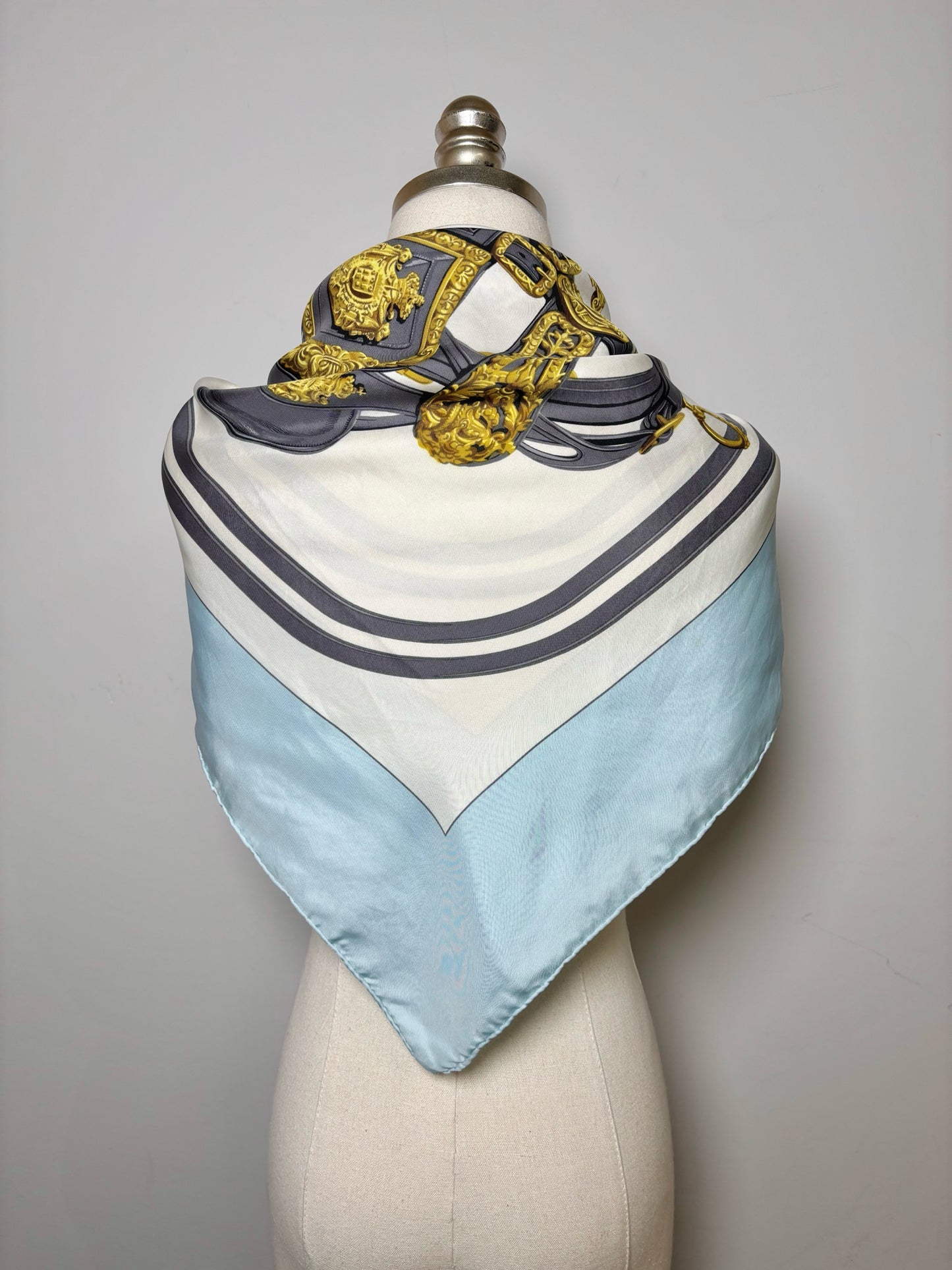 Hermes Horse Silk Blue Scarf