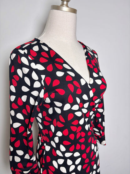 Women Size 6 Diane Von Furstenberg Black, white, red Polka Dot Dress