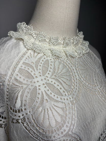 Women Size 44 Sézane Bianca White Lace Cotton Blend Pre-Owned Blouse