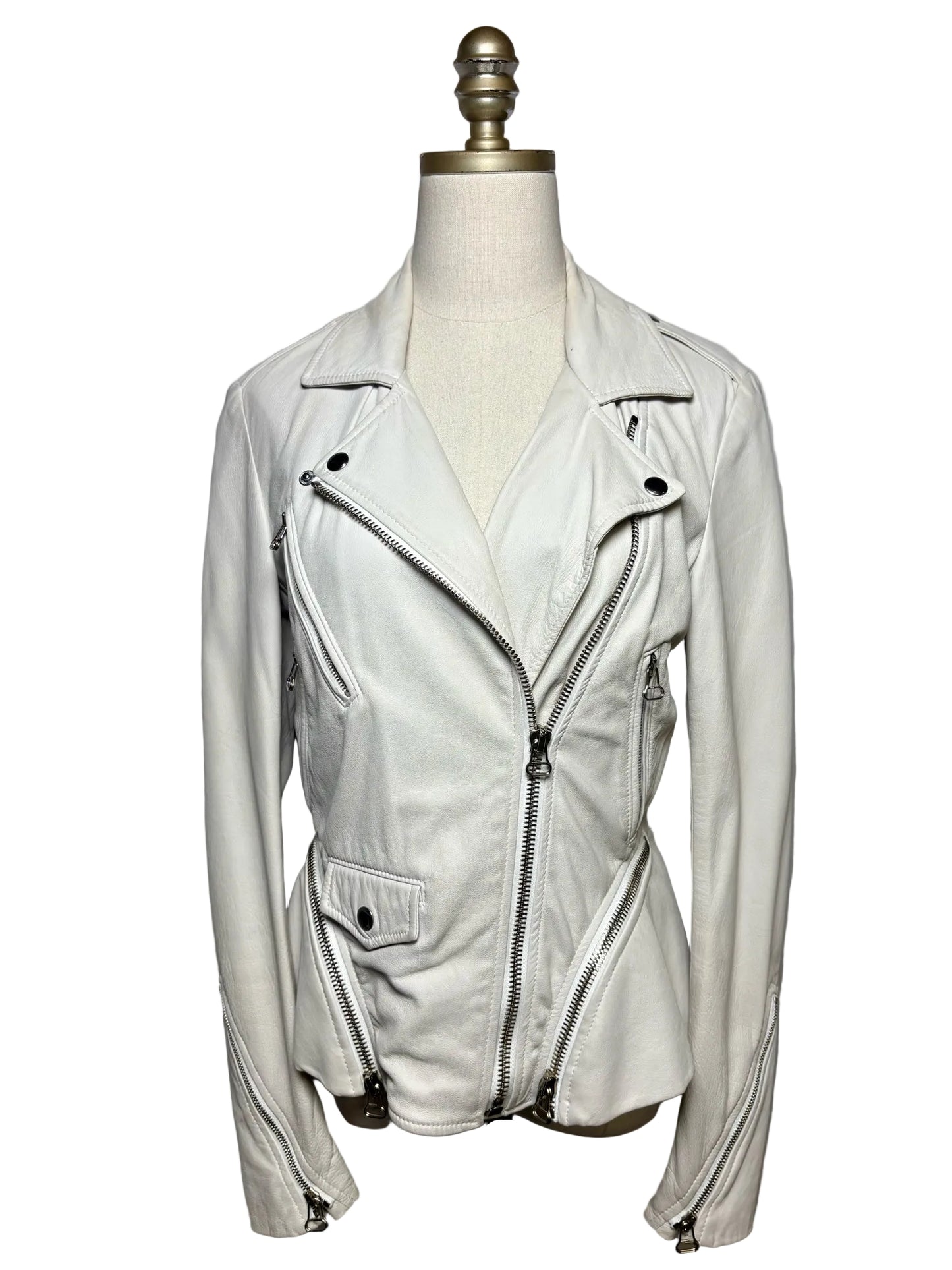 Women Size 2 3.1 Phillip Lim Bone Pure Leather Pre-Owned Moto Jacket