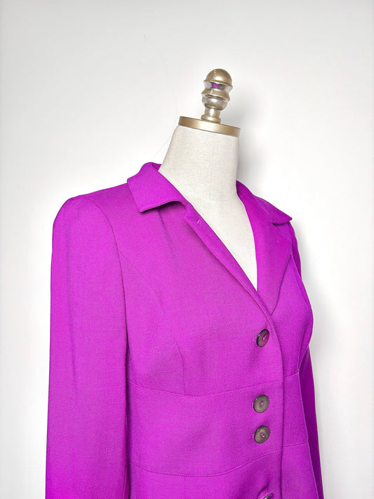 2 Blazer NINA MCLEMORE Purple Wool 5 Button-down Size 2