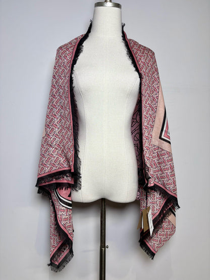 Burberry Monogram Circle Stripe Women's NWT Wool/Silk Blend Pre-owned Square Scarf