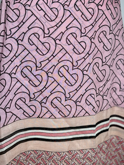 Burberry Monogram Circle Stripe Women's NWT Wool/Silk Blend Pre-owned Square Scarf
