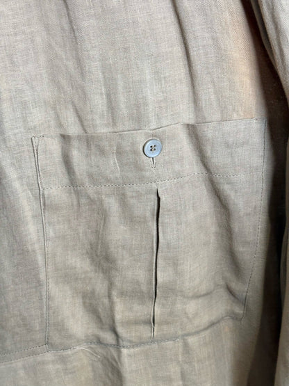 Tan Byblos Tan Linen Blend Solid Men's Vintage Shirt