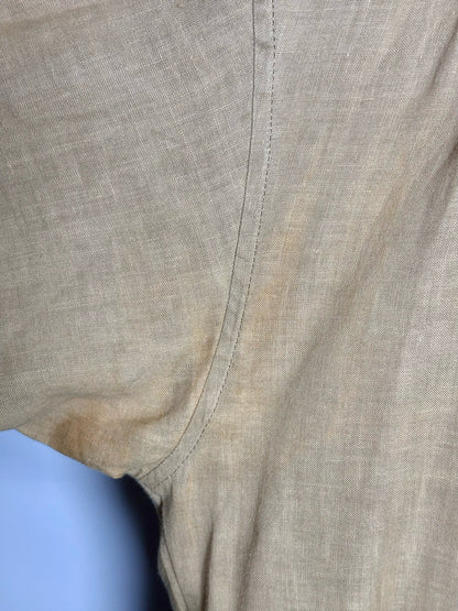 Tan Byblos Tan Linen Blend Solid Men's Vintage Shirt