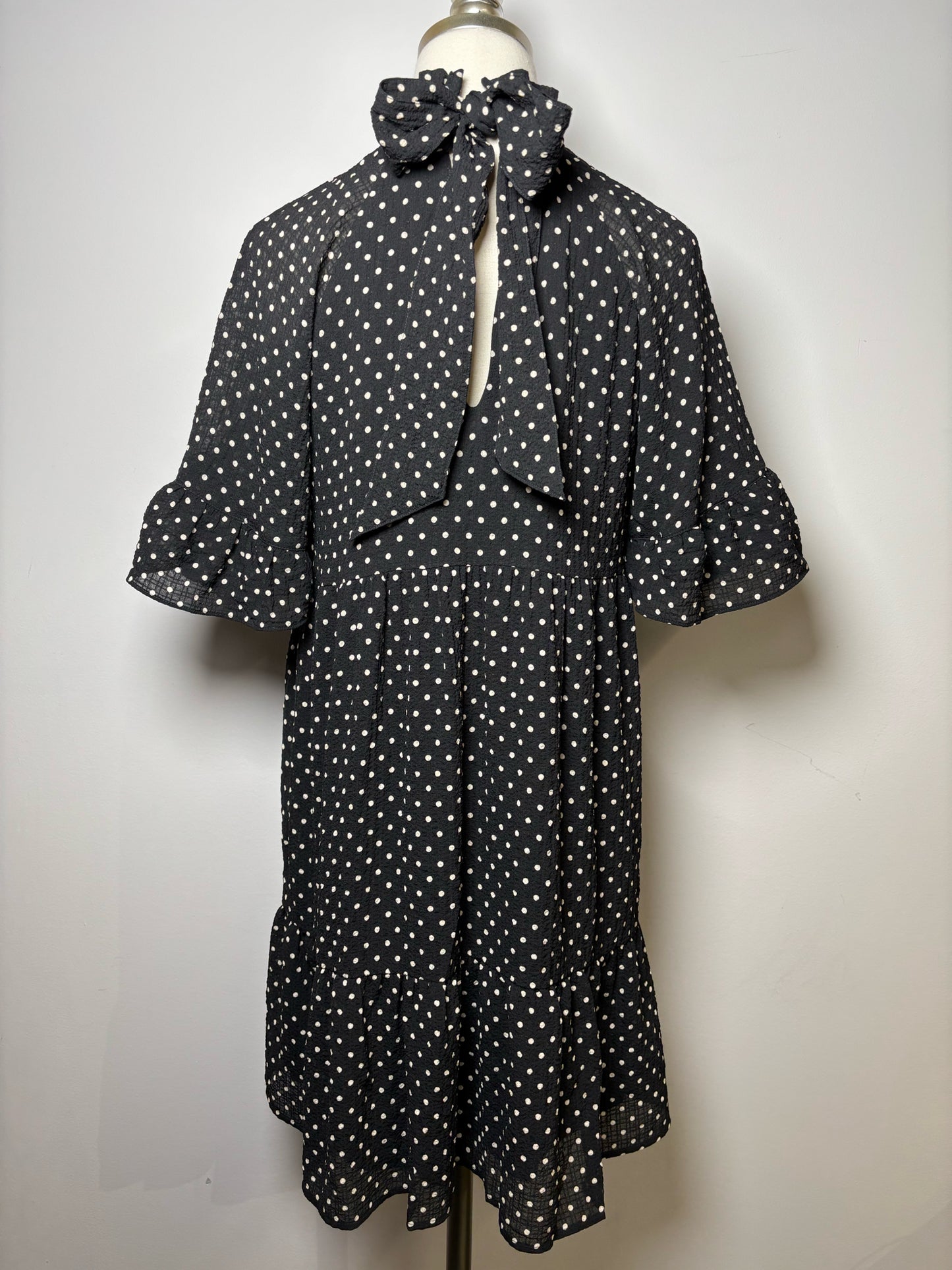 Women Size 38 Sezane Black Polka Dot Polyester Dress