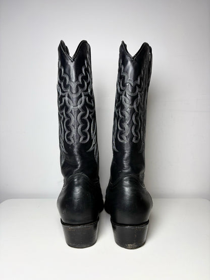 Mens Shoe Size 13 King Exotic Black Cowhide, Ostrich Leather Men's Boots