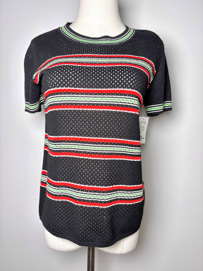 Women Size M Rag & Bone Black, Red, Lime Green Stripe Sweater