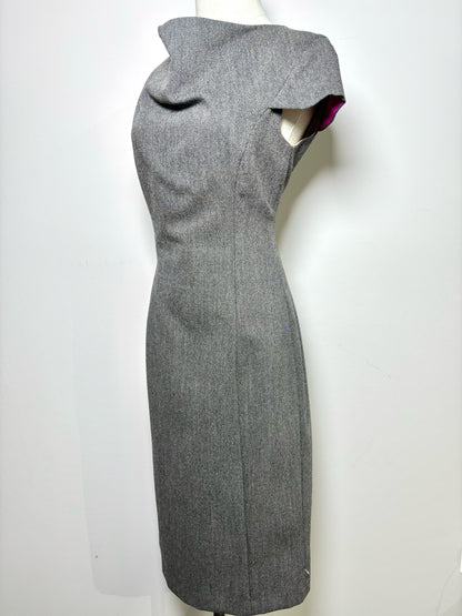 Women Size M Ports 1961 Charcoal Tweed Wool Sheath Dress
