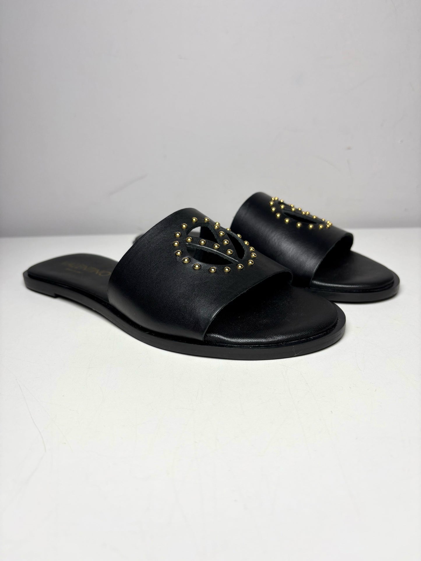 W Shoe Size 8 Mario Valentino Black Leather Cowhide Women's Sandals