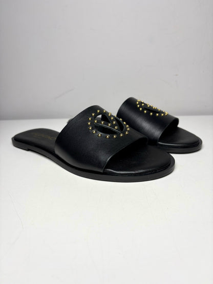 W Shoe Size 8 Mario Valentino Black Leather Cowhide Women's Sandals